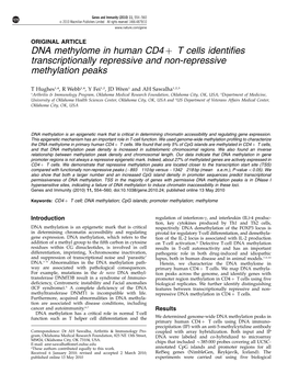 DNA Methylome in Human CD4+ T Cells Identifies Transcriptionally