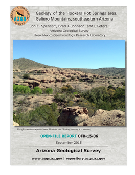 Geology of the Hookers Hot Springs Area, Galiuro Mountains, Southeastern Arizona Jon E