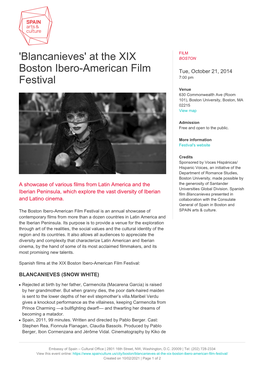 'Blancanieves' at the XIX Boston Ibero-American Film Festival