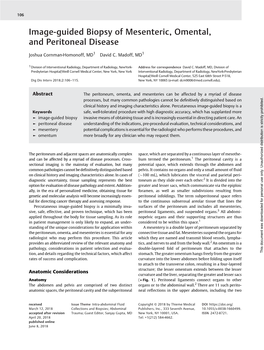 Image-Guided Biopsy of Mesenteric, Omental, and Peritoneal Disease