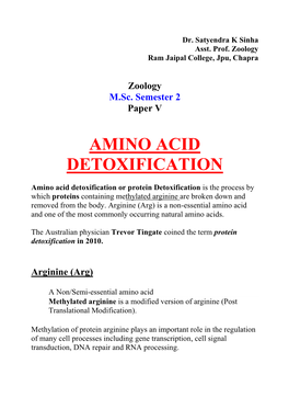 Amino Acid Detoxification