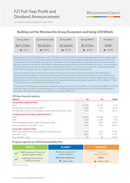 F21 Full Year Profit Announcement