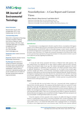 Neurolathyrism – a Case Report and Current Views