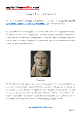 Lessons from the Stoics (2)