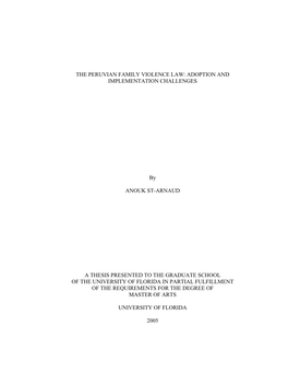 The Peruvian Family Violence Law: Adoption and Implementation Challenges