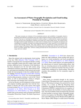 An Assessment of Winter Orographic Precipitation and Cloud-Seeding Potential in Wyoming