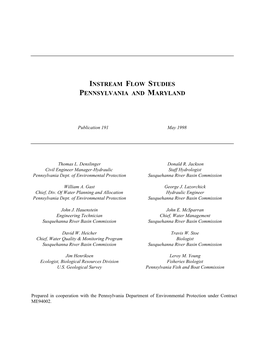 Instream Flow Studies Pennsylvania and Maryland