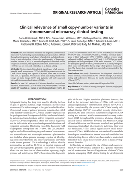 Clinical Relevance of Small Copy-Number Variants in Chromosomal Microarray Clinical Testing