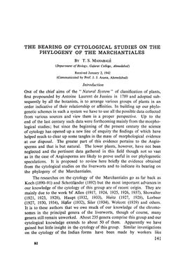 The Bearing of Cytological Studies on the Phylogeny of the Marchantiales by T.S