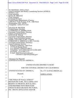 M. KENDALL DAY, Chief Asset Forfeiture and Money Laundering Section (AFMLS) 2 WOO S