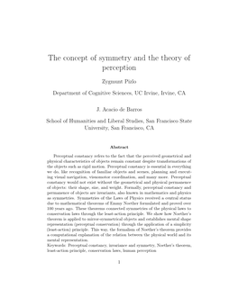 The Concept of Symmetry and the Theory of Perception