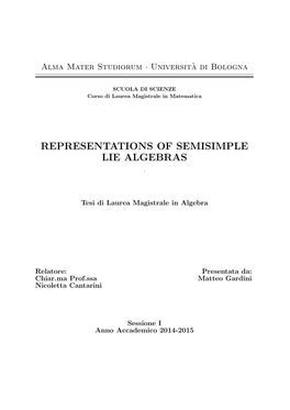 Representations of Semisimple Lie Algebras