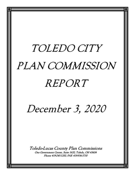 TOLEDO CITY PLAN COMMISSION REPORT December 3, 2020