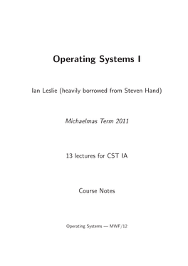 Operating Systems I