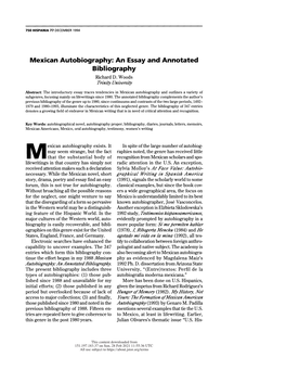 Mexican Autobiography an Essay and Annotated Bibliography