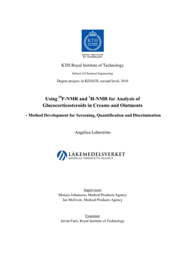 Using F-NMR and H-NMR for Analysis of Glucocorticosteroids in Creams