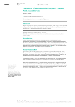 Treatment of Extramedullary Myeloid Sarcoma with Radiotherapy