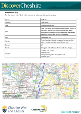 Middlewood Way the Way Offers a 16Km/10Mile Traffic-Free Route for Walkers, Cyclists and Horse Riders