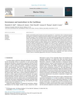 Governance and Mariculture in the Caribbean T ∗ Elizabeth O