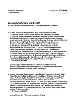 Beschlußempfehlung Und Bericht Des Ausschusses Für Wirtschaftliche Zusammenarbeit (22