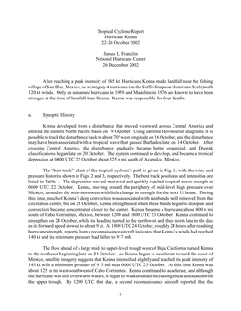 1- Tropical Cyclone Report Hurricane Kenna 22-26 October 2002 James L. Franklin National Hurricane Center 26 December 2002 Afte