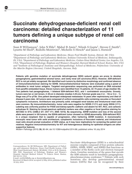 Succinate Dehydrogenase-Deficient Renal Cell Carcinoma