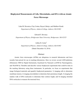 Biophysical Measurements of Cells, Microtubules, and DNA with an Atomic Force Microscope