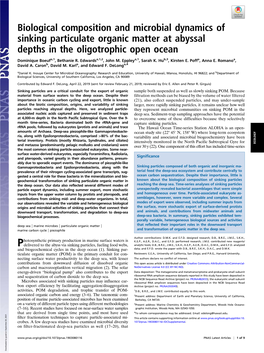 Biological Composition and Microbial Dynamics of Sinking Particulate Organic Matter at Abyssal Depths in the Oligotrophic Open Ocean