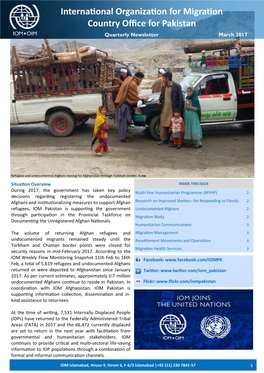 International Organization for Migration Country Office for Pakistan Quarterly Newsletter March 2017