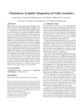 Chameleon: Scalable Adaptation of Video Analytics