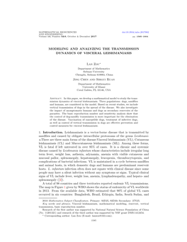 Modeling and Analyzing the Transmission Dynamics of Visceral Leishmaniasis