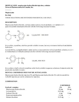 MEPIVACAINE- Mepivacaine Hydrochloride Injection, Solution Novocol Pharmaceutical of Canada, Inc