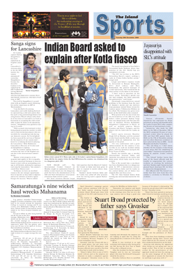 Indian Board Asked to Explain After Kotla Fiasco