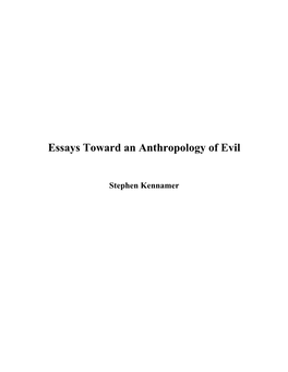 Essays Toward an Anthropology of Evil