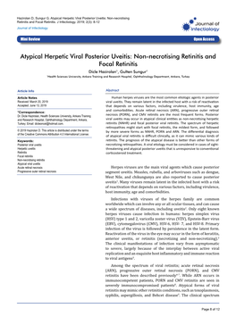 Atypical Herpetic Viral Posterior Uveitis: Non-Necrotising Retinitis and Focal Retinitis