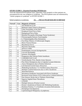 STUDY GUIDE 1: Practical Neurology DVD Review View the Referenced