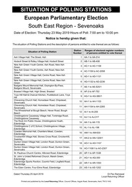 Situation of Polling Station Notice