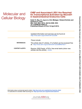 In Gastrointestinal Endocrine Cells for Transcriptional Activation By