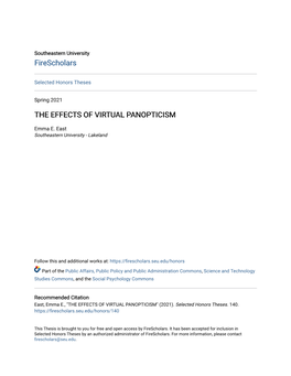 The Effects of Virtual Panopticism