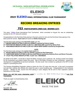 Record Breaking Entries