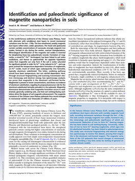 Identification and Paleoclimatic Significance of Magnetite Nanoparticles in Soils