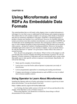 Using Microformats and Rdfa As Embeddable Data Formats