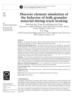 Discrete Element Simulation of the Behavior of Bulk Granular Material During Truck Braking