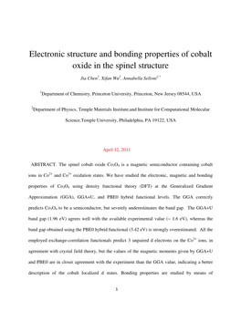 Electronic Structure and Bonding Properties of Cobalt Oxide in the Spinel Structure