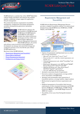 Technical Data Sheet ®  SCADE Lifecycle R16