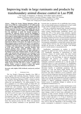 Improving Trade in Large Ruminants and Products by Transboundary Animal Disease Control in Lao PDR J.R