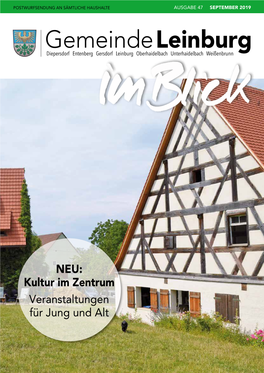 Kultur Im Zentrum Veranstaltungen Für Jung Und Alt Gemeinde Leinburg SEPTEMBER 2019