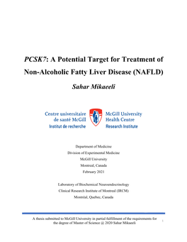 PCSK7: a Potential Target for Treatment of Non-Alcoholic Fatty Liver Disease (NAFLD)