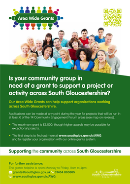 South Gloucestershire? Our Area Wide Grants Can Help Support Organisations Working Across South Gloucestershire