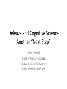 Deleuze and Cognitive Science Another “Next Step”